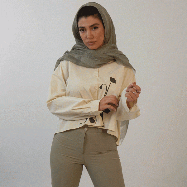 شومیز کتان گلی - تصویر 7