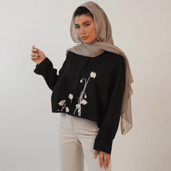 شومیز کتان گلی - تصویر 2